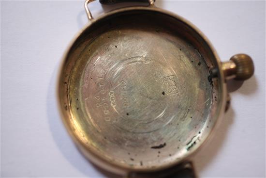 A gentlemans 1920s 9ct gold Francois Borgel cased wrist watch,